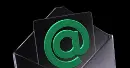 Metallic envelope icon with a green email symbol (@) emerging from it.