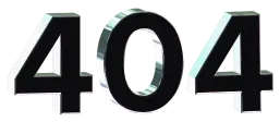  Black and silver 3D text displaying '404'.